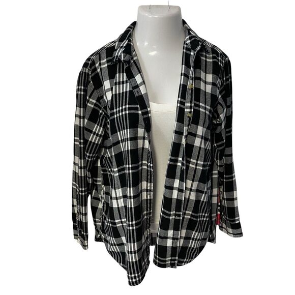 Upcycled Flannel Shirt Womens XL Rolling Stone Grunge Shacket Rock Concert Art - Picture 6 of 16